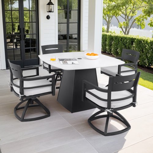 Belmore Pedestal Sintered Stone Swivel Chair 5-Piece Set - Sonkuki