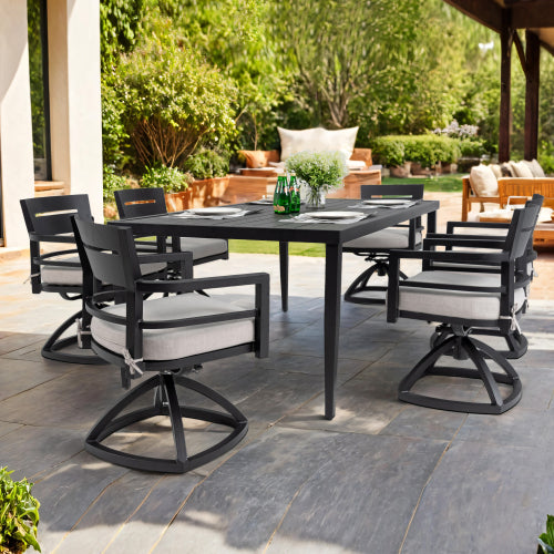 Belmore Rectangular Dining Table Swivel Chair 7-Piece Set - main product image