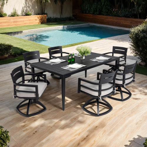Belmore Rectangular Dining Table Swivel Chair 7-Piece Set - product image 2