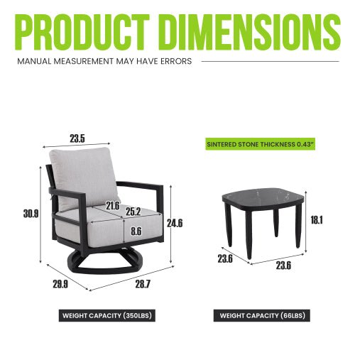 Belmore Swivel Lounge Chair 3-Piece Set - Sonkuki