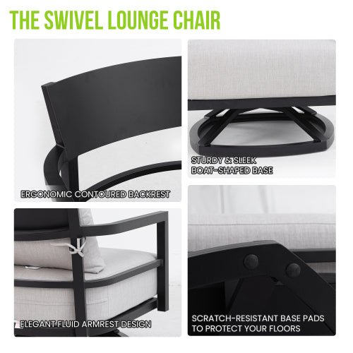 Belmore Swivel Lounge Chair 3-Piece Set - Sonkuki