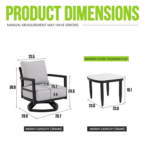 Belmore Swivel Lounge Chair 3-Piece Set - Sonkuki