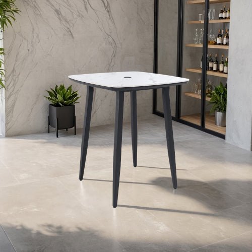Belmore White Sintered Stone Bar Table - Sonkuki