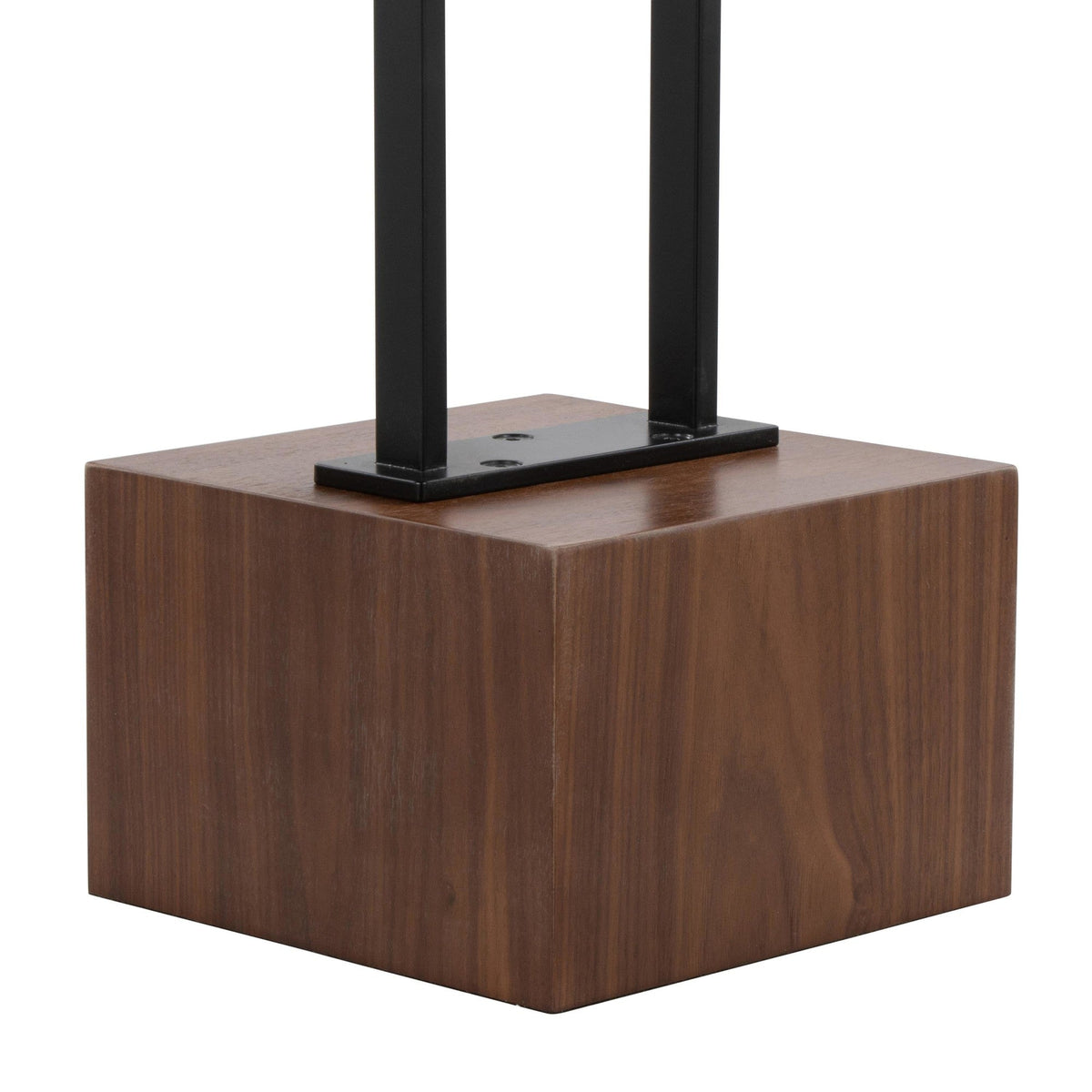Bento 67" Contemporary Metal Floor Lamp in Black Metal and Walnut Wood with White Shade by LumiSource - Sonkuki