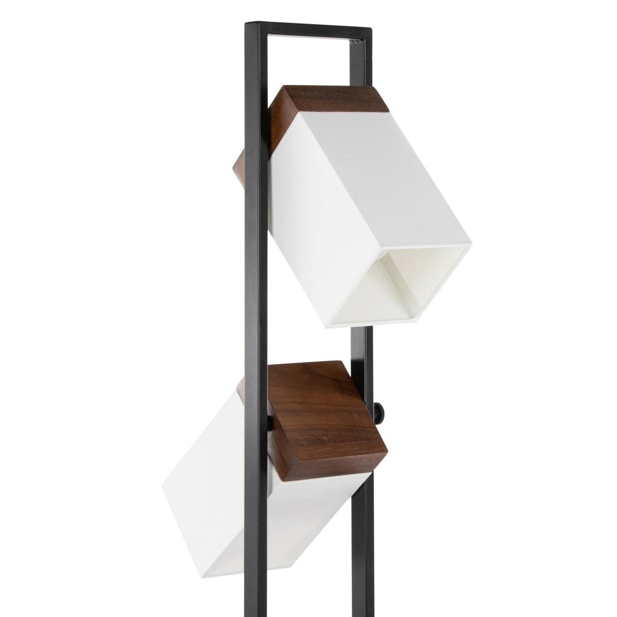 Bento 67" Contemporary Metal Floor Lamp in Black Metal and Walnut Wood with White Shade by LumiSource - Sonkuki