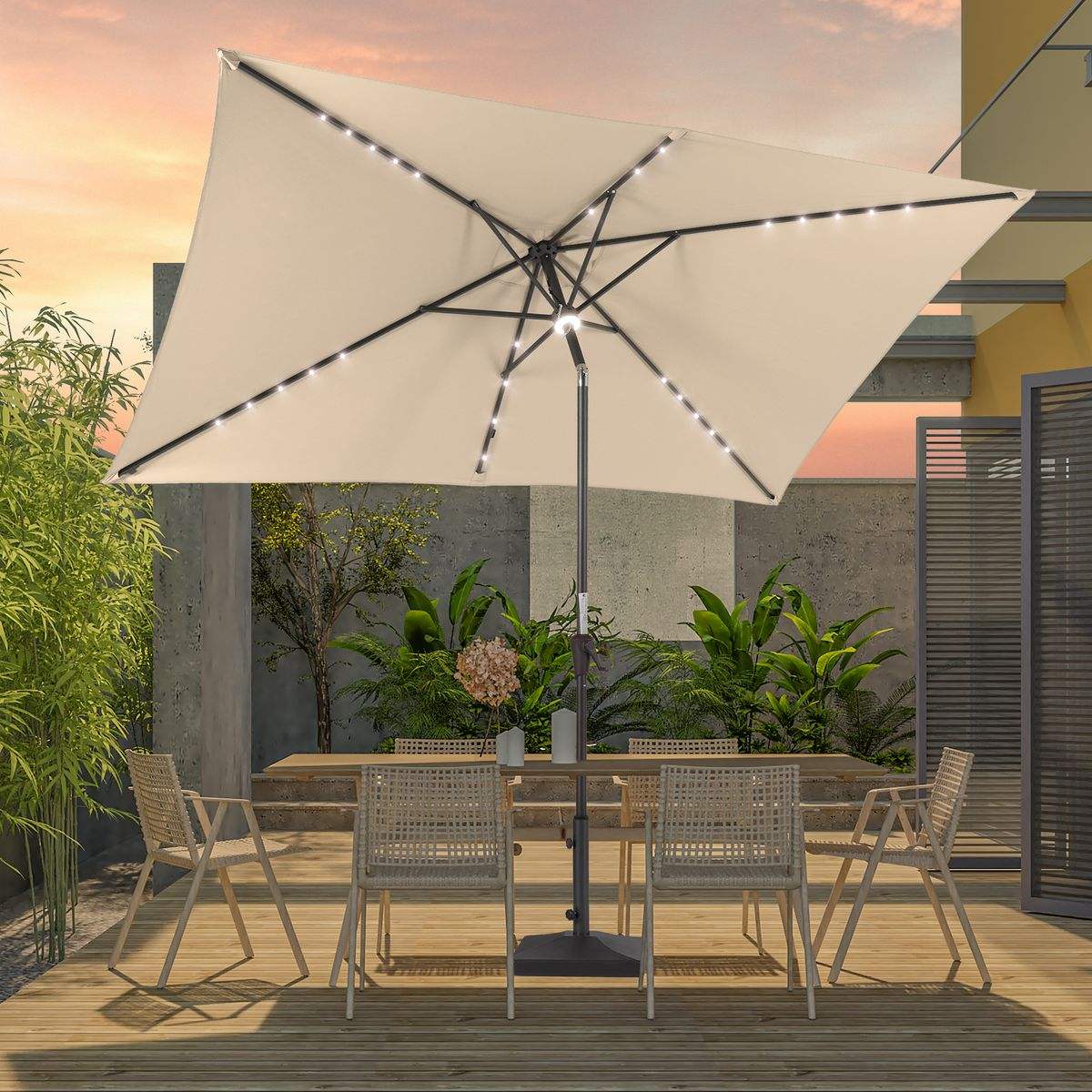 SONKUKI CFS 10x6.5ft LED Market Umbrella.