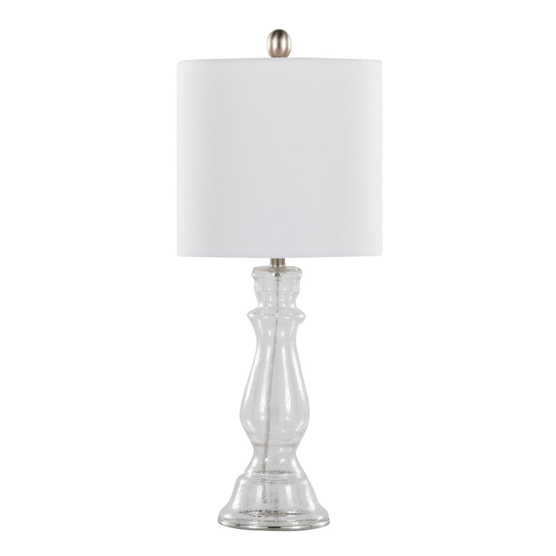 Bishop 24" Contemporary Glass Table Lamp in Clear Seeded Glass, Brushed Nickel and White Linen Shade from Grandview Gallery by LumiSource - Set of 2 - main product image