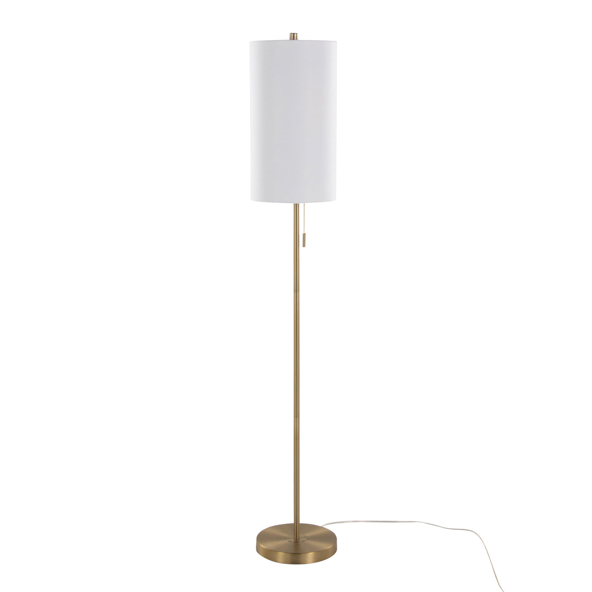 Bounty 62" Contemporary Metal Floor Lamp in Gold Metal with White Linen Shade from Grandview Gallery by LumiSource - Sonkuki