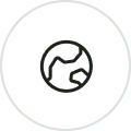 Globe icon representing worldwide shipping or global service