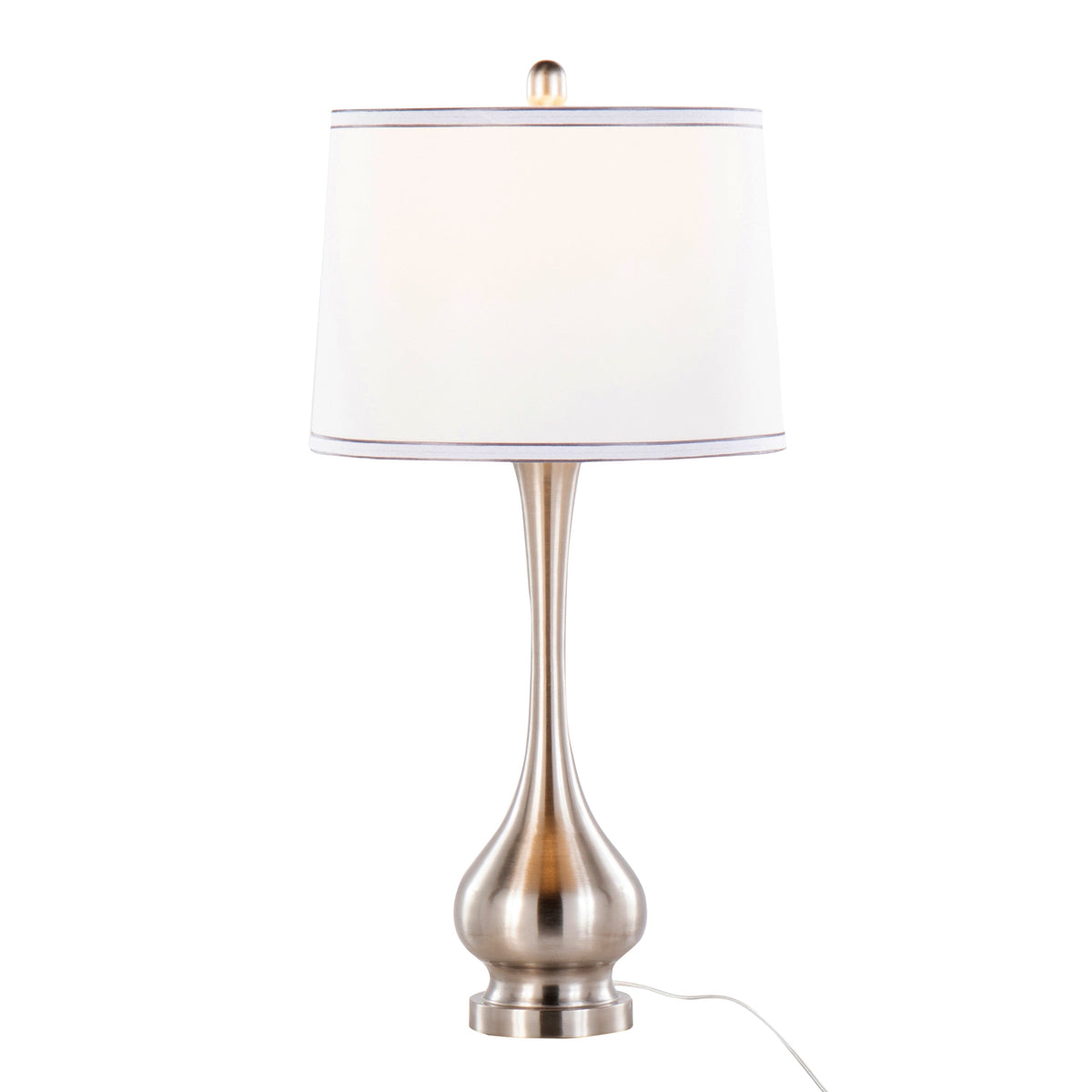 Cairo 28" Contemporary Metal Table Lamp in Brushed Nickel and White Linen Shade with Silver Trim from Grandview Gallery by LumiSource - Set of 2 - Sonkuki