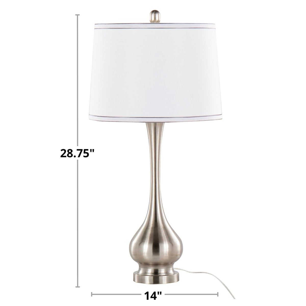 Cairo 28" Contemporary Metal Table Lamp in Brushed Nickel and White Linen Shade with Silver Trim from Grandview Gallery by LumiSource - Set of 2 - Sonkuki