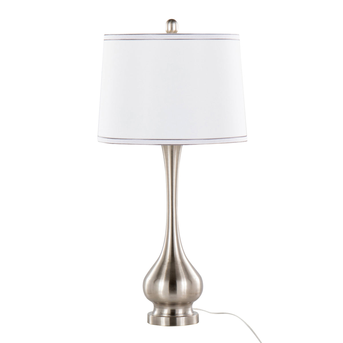 Cairo 28" Contemporary Metal Table Lamp in Brushed Nickel and White Linen Shade with Silver Trim from Grandview Gallery by LumiSource - Set of 2 - Sonkuki