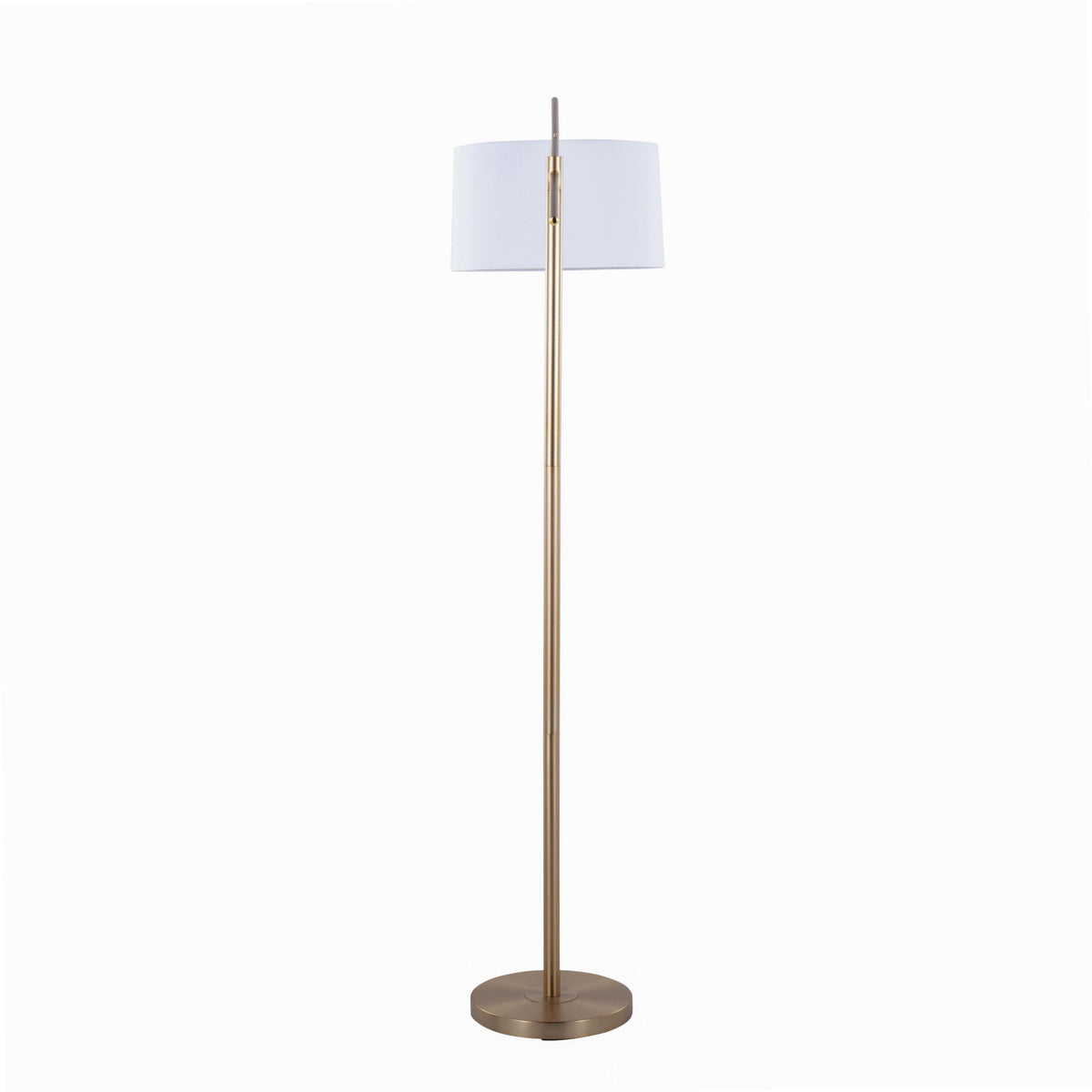 Casper 69" Contemporary Metal Floor Lamp in Gold Metal with Off-White Linen Shade from Grandview Gallery by LumiSource - Sonkuki