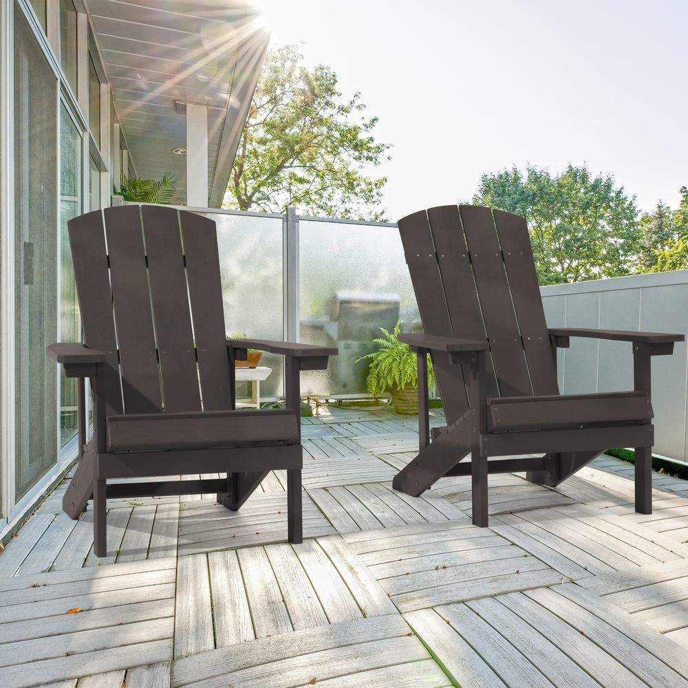 SONKUKI Patio Adirondack Chair Outdoor Plastic Single Chair 300 Lbs for Deck and Balcony Multi-Use.