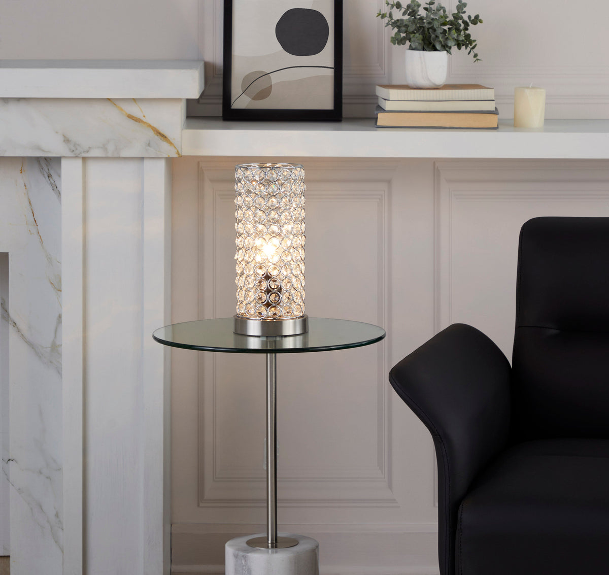 Chandelier 11" Contemporary Uplight in Brushed Nickel with Clear Crystal and Chrome Metal Accents from Grandview Gallery by LumiSource - Set of 2 - Sonkuki