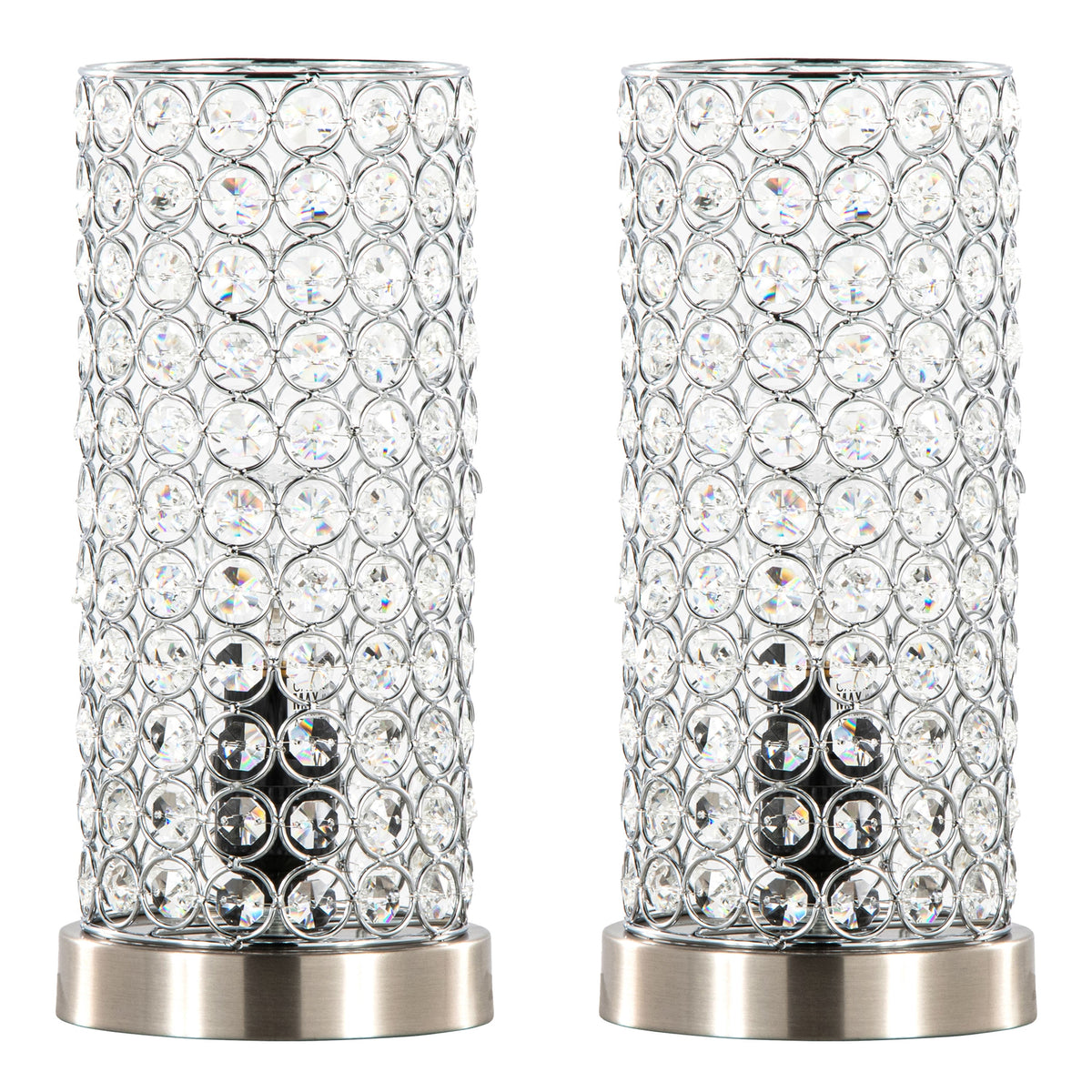 Chandelier 11" Contemporary Uplight in Brushed Nickel with Clear Crystal and Chrome Metal Accents from Grandview Gallery by LumiSource - Set of 2 - Sonkuki