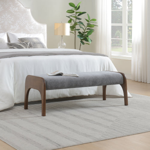 Chenille Bedroom Bench with Sculpted Wood Legs - product image 15