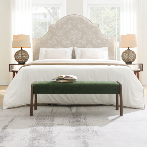 Chenille Bedroom Bench with Sculpted Wood Legs - product image 3