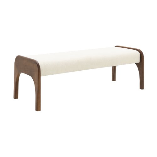 Chenille Bedroom Bench with Sculpted Wood Legs - Sonkuki