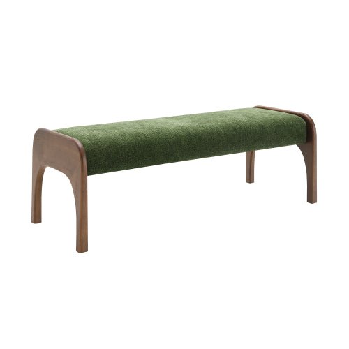 Chenille Bedroom Bench with Sculpted Wood Legs - Sonkuki