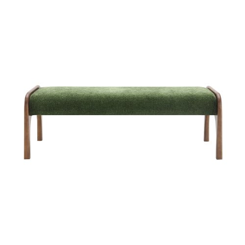 Chenille Bedroom Bench with Sculpted Wood Legs - Sonkuki