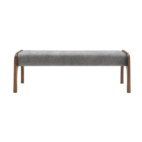 Chenille Bedroom Bench with Sculpted Wood Legs - Sonkuki