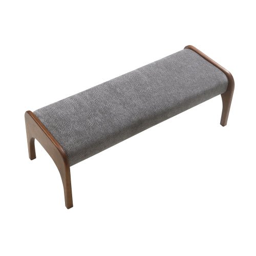 Chenille Bedroom Bench with Sculpted Wood Legs - Sonkuki