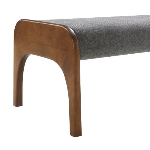 Chenille Bedroom Bench with Sculpted Wood Legs - Sonkuki