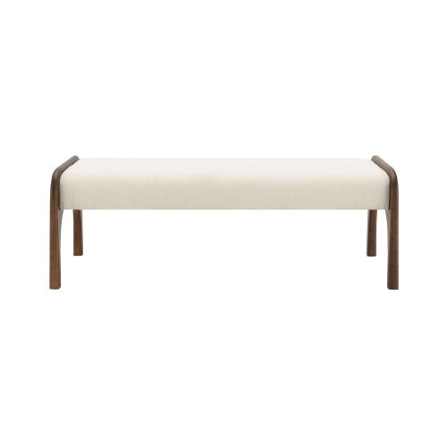 Chenille Bedroom Bench with Sculpted Wood Legs - Sonkuki
