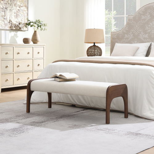 Chenille Bedroom Bench with Sculpted Wood Legs - product image 8