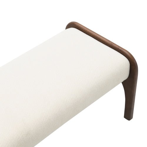 Chenille Bedroom Bench with Sculpted Wood Legs - Sonkuki