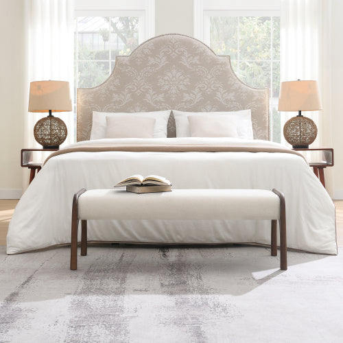 Chenille Bedroom Bench with Sculpted Wood Legs - product image 9