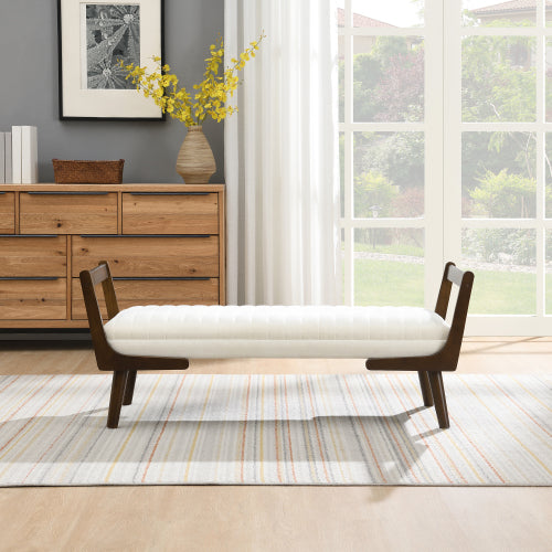 Chenille Bedroom Bench with Solid Wood Legs - product image 2