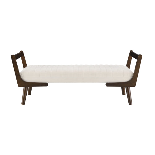 Chenille Bedroom Bench with Solid Wood Legs - product image 3