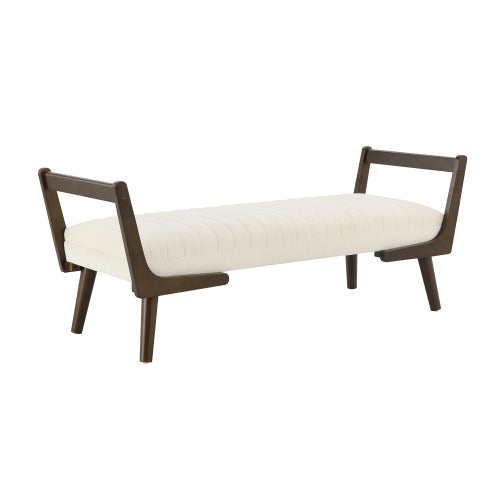 Chenille Bedroom Bench with Solid Wood Legs - product image 4