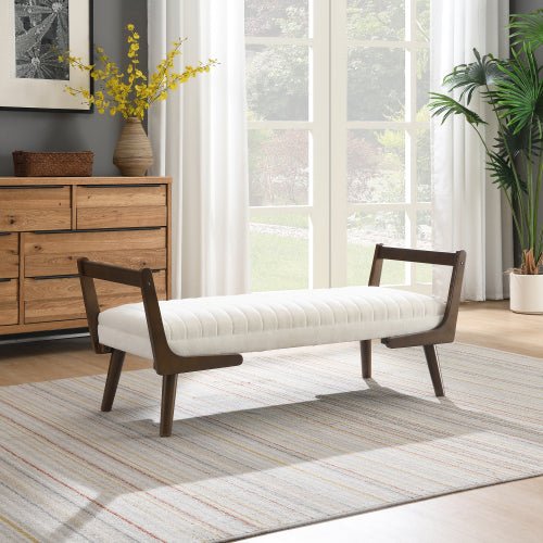 Chenille Bedroom Bench with Solid Wood Legs - Sonkuki