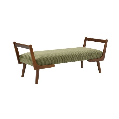 Chenille Bedroom Bench with Solid Wood Legs - Sonkuki