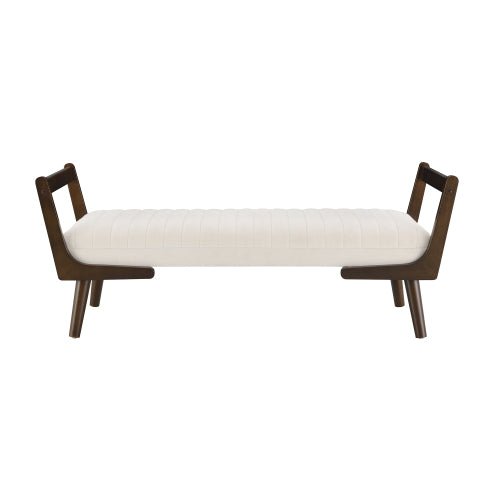 Chenille Bedroom Bench with Solid Wood Legs - Sonkuki