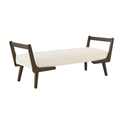Chenille Bedroom Bench with Solid Wood Legs - Sonkuki