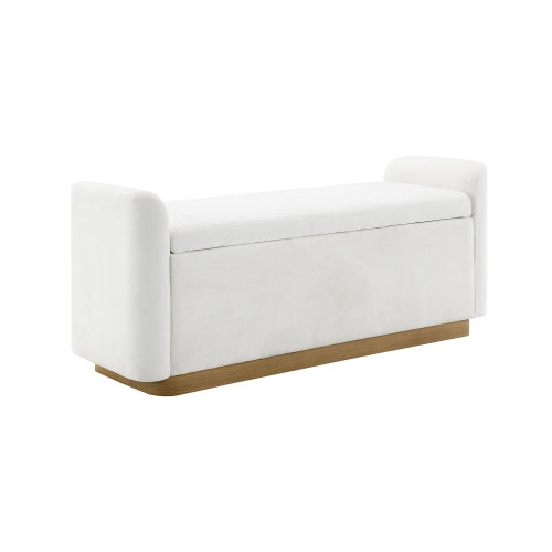 Chenille Storage Ottoman with Faux-Wood Base - product image 12