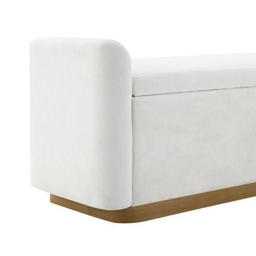 Chenille Storage Ottoman with Faux-Wood Base - product image 13
