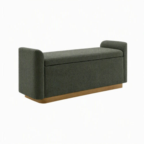 Chenille Storage Ottoman with Faux-Wood Base - product image 14