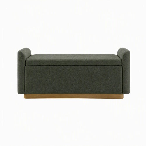 Chenille Storage Ottoman with Faux-Wood Base - product image 15