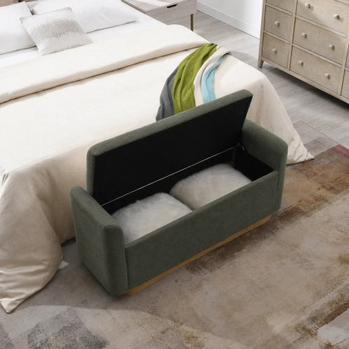 Chenille Storage Ottoman with Faux-Wood Base - product image 17