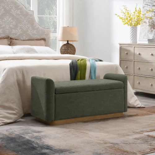 Chenille Storage Ottoman with Faux-Wood Base - product image 18