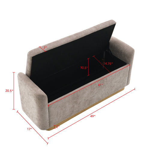 Chenille Storage Ottoman with Faux-Wood Base - product image 7