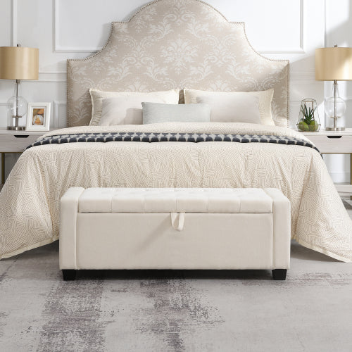 Chenille Storage Ottoman with Pull Handle - product image 2