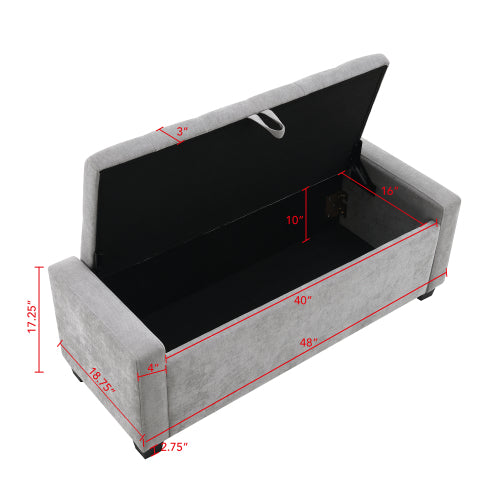 Chenille Storage Ottoman with Pull Handle - product image 11