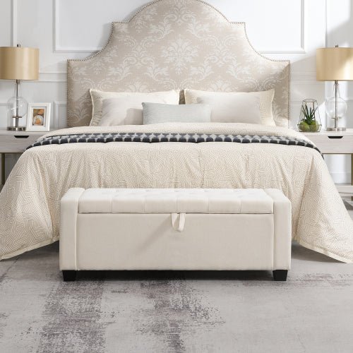 Chenille Storage Ottoman with Pull Handle - Sonkuki