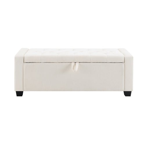 Chenille Storage Ottoman with Pull Handle - Sonkuki